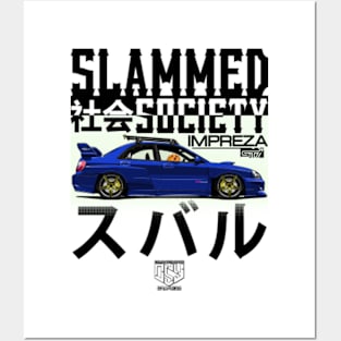 Subie Impreza WRX STI Rocket Bunny - Golden Retriever (Blue) Posters and Art